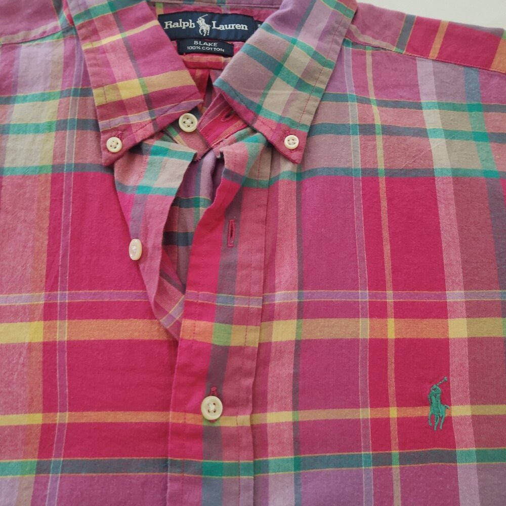 Ralph Lauren 🏇 Men's PlaiD Shirt + Turquoise-Horse Logo~ Size: L